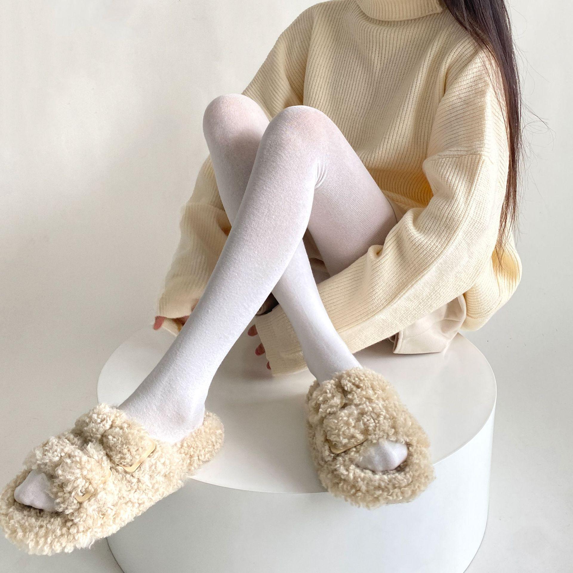 Однотонные колготки: Универсальные осенне-зимние колготки для женщин Tights белый