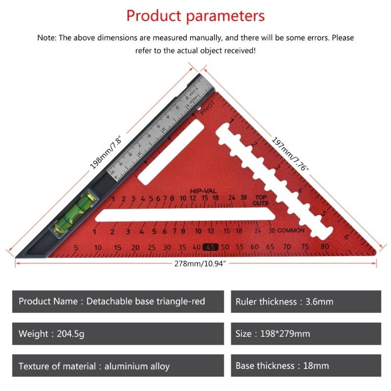 Multipurpose Triangle Ruler Double Sided for Angle/Depth/Cylinder High Precision Aluminum Alloy Triangle Ruler Tool