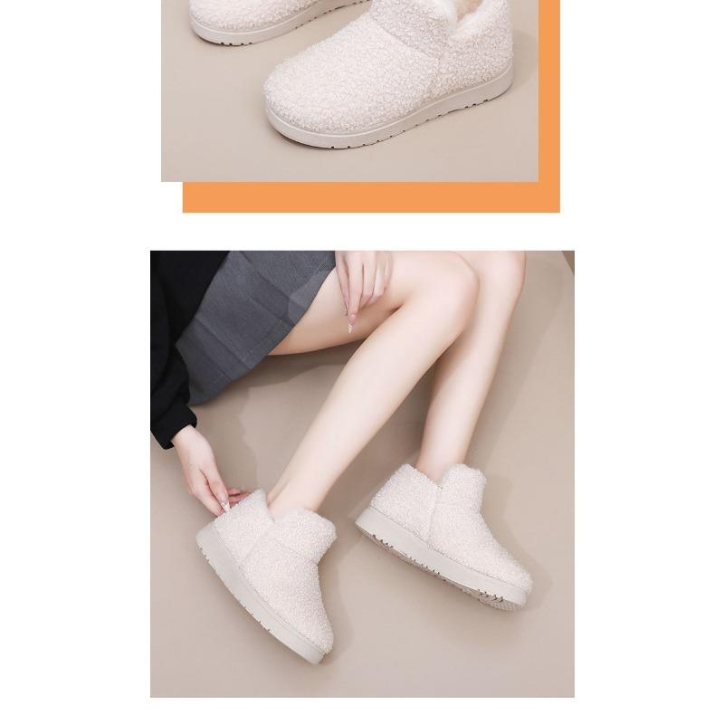 Winter New Women's Fashion Fleece Warm High-top Platform Cotton Shoes Non-slip Soft Soles Wear Wool Cotton Boots