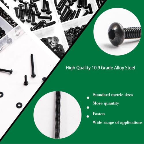 Zmbroll 660pcs M2 Button Head Hex Socket Cap Screws, Fully Threaded Metric Machine Screws, M2x4/6/8/10/12/16/20mm, Mini Screws, 10.9 Grade Alloy Steel
