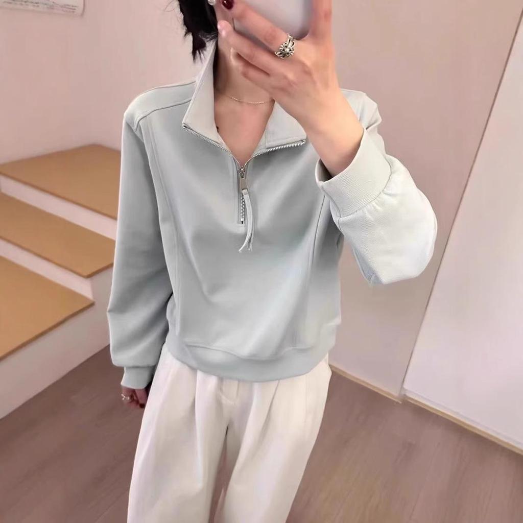 Women's Loose Half-Zip Sporty Sweatshirt - Early Spring 2025 Korean Style