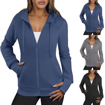 Womens Zip Up Hoodies Fleece Jackets Long Sleeve Sweatshirts Pockets Casual Fall Fashion Preppy Outfits Clothes