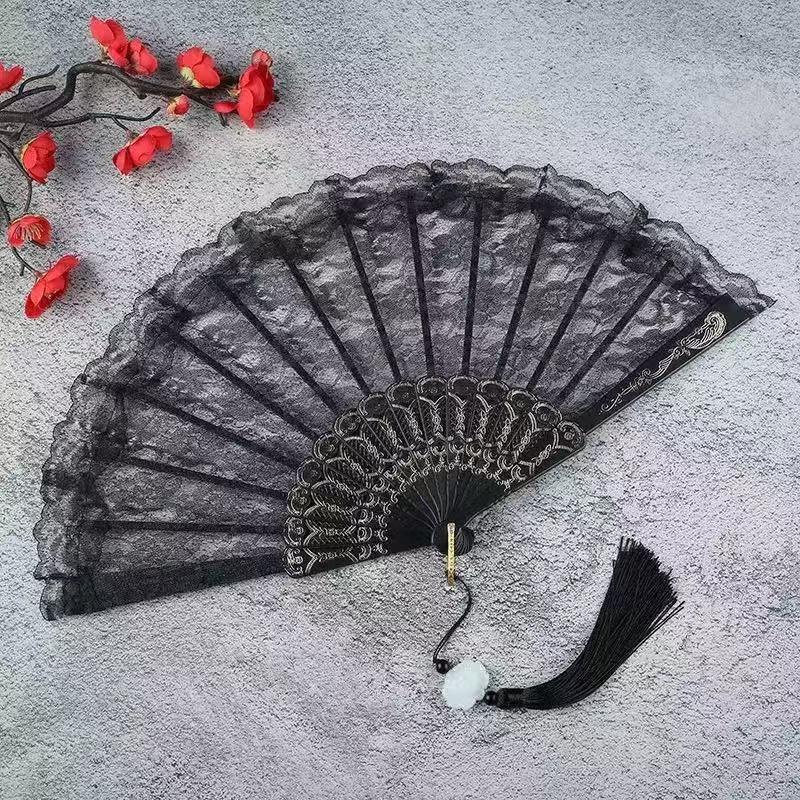 Sex Underwear Fan Dance Folding Fan Performance Props Plastic Fan Single Layer Orchid Fan Lace Fan Fan