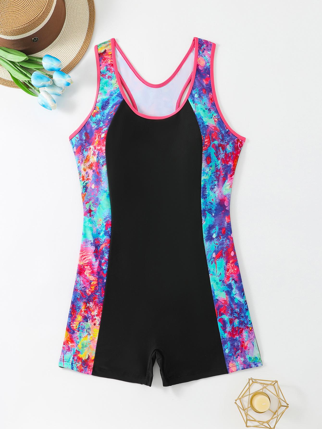 

2026 Новый европейский и американский цельный купальник большого размера для женщин, консервативный, для серфинга, с шортами-боксерами 2XL