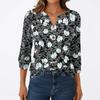Women's Fashion Casual 3/4 Sleeve T-Shirt Prints V-Neck Button Top