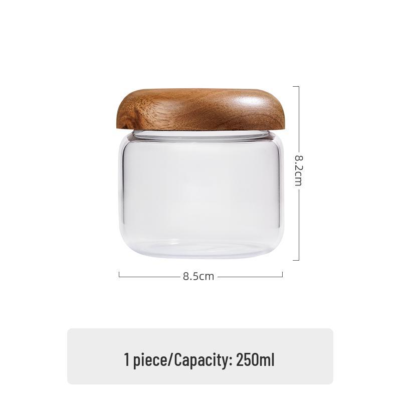 Luftdichtes Glasvorratsglas mit Holzdeckel für Honig, Kaffeebohnen, Marmelade oder Trockenwaren