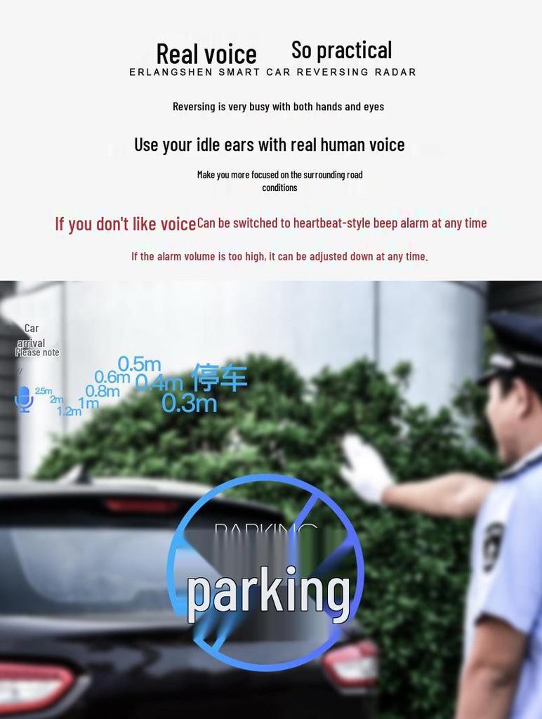 Car Voice Parking Assist System with Reversing Camera and Rear 4 Probes.