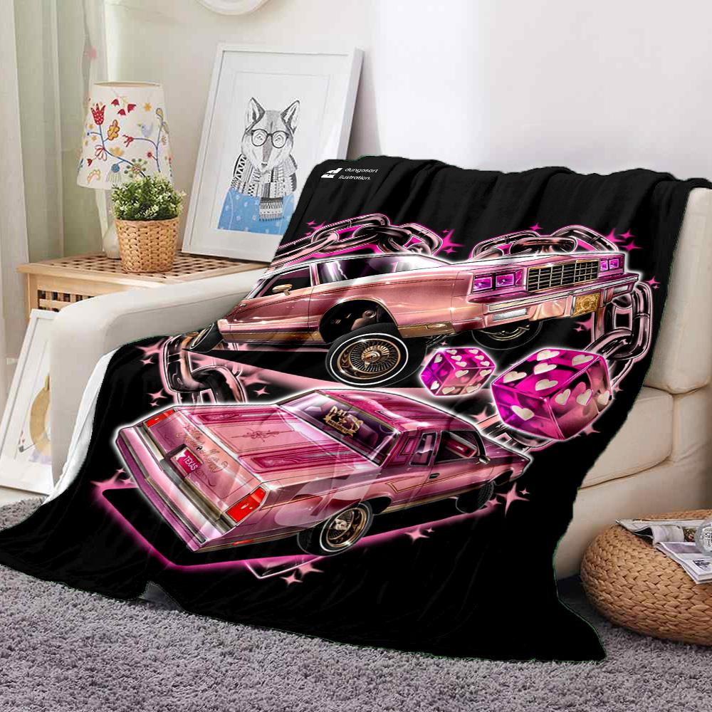 Pink Car Heart Flannel Blanket Throw Blanket Soft Warm Sofa Bed Camping Car Home Decor Unique Christmas Gift C9302948