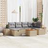 VidaXL 7-Piece Garden Sofa Set Beige Cushions Poly Rattan 3359595