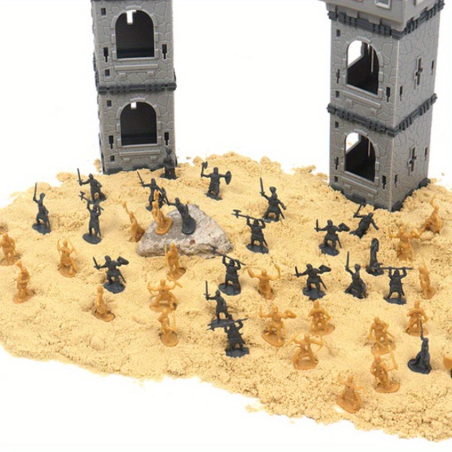 100 Stück Graue und Goldene Mini Mittelalter Soldatenfiguren - 12 Stile Detaillierte Miniatur Soldaten für Diorama Tabletop RPG Krieg JXB