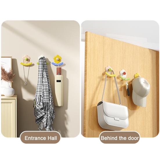 Blumenwandhaken Bohrlos Selbstklebend Robust Multifunktional Zuhause Büro Badezimmer Kleidung Hut Schal Handtuch Tasche Schlüssel Regenschirm Tasche Kleiderbügel