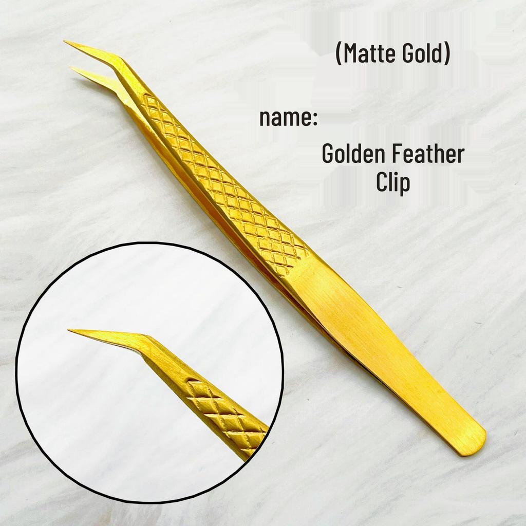Gold Precision Eyelash Extension Tweezers: Mesh, Feather, Dolphin, Blooming Styles