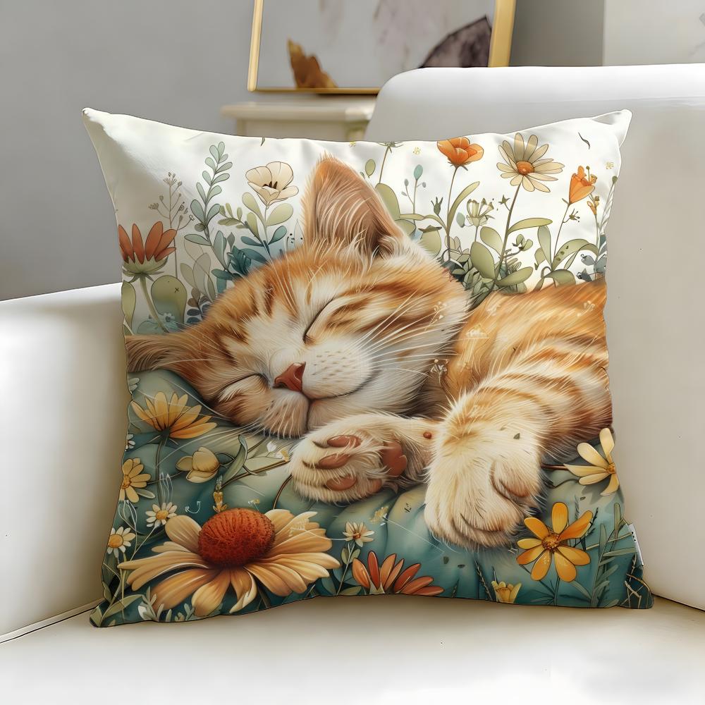 Classic Animal Cat Cushion Cover Soft & Easy-Wash Pillow Case – Versatile for Couch, Bed, Travel and Office