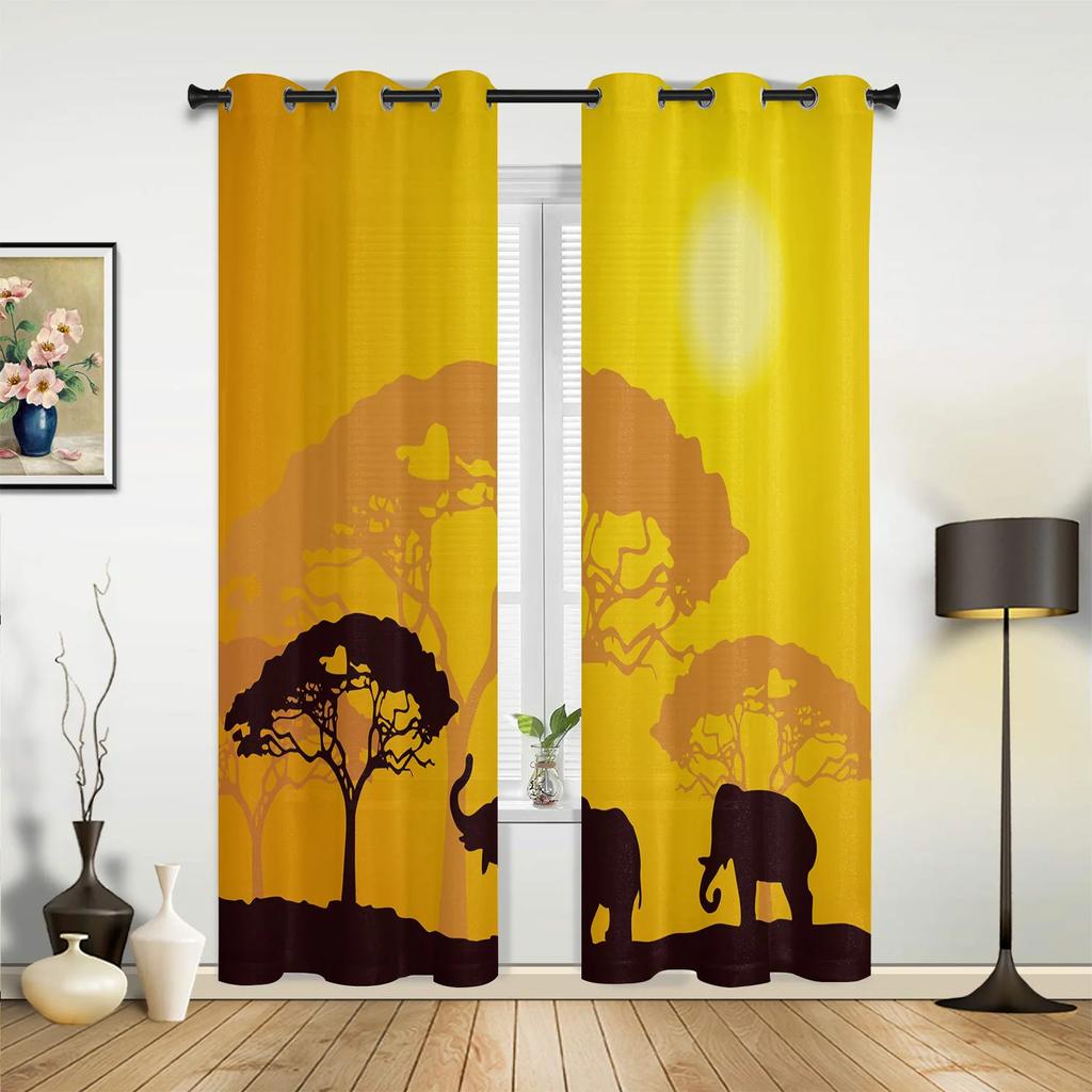 Elefantenkunst Indische Bobo-Stil Vorhänge für Schlafzimmer Wohnzimmer Vorhänge Küche Kinderzimmer Fenstergardine Moderne Heimdekoration