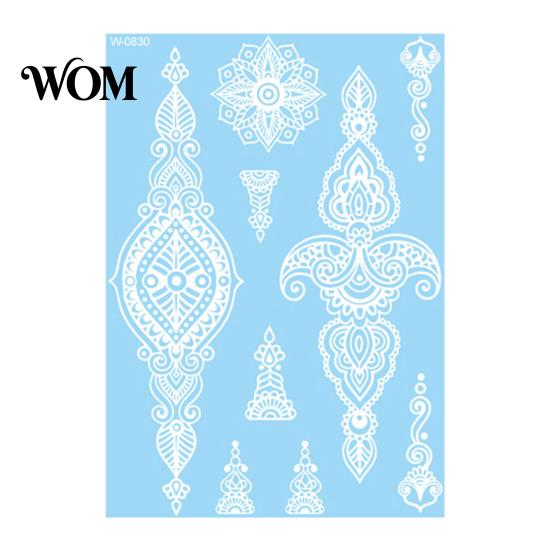 Eco-friendly Tattoo Sticker White Lace for Women, Temporary Face Body Skin-friendly Arm, Waterproof Fake Decal Wedding Party Festival Safe Tattoos