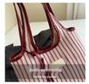 Autumn/Winter 2026 Literary Girl Striped Tote Bag - Large Capacity, Trendy Commuter Essential