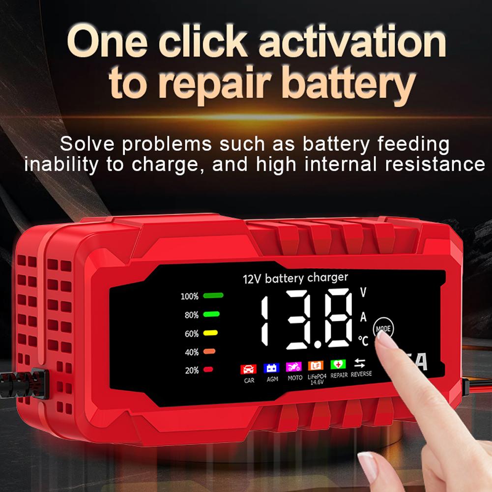 12V 6A Smart Repair Battery Charger LCD Display Smart Fast Charger Car Battery Maintainer Automotive Tools