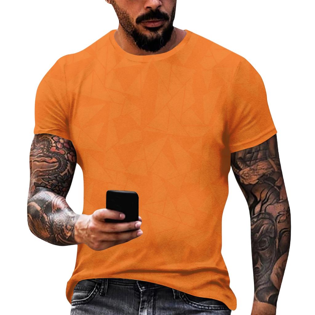 Men's Casual Loose Fit Short Sleeve T-Shirt Gradient Print Crew Neck Lightweight Soft Fabric Summer Wear