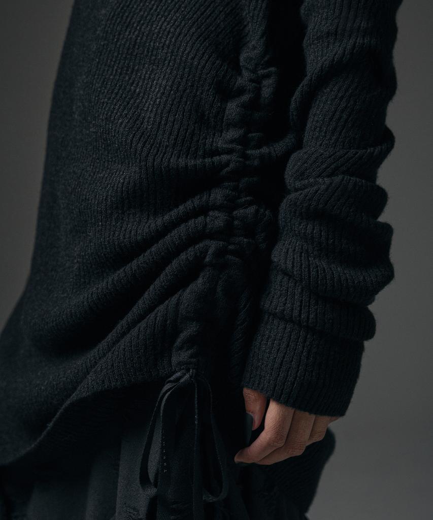 Teulimingbeodeu Alpaca Half-Turtleneck Long Knit [ Black ]