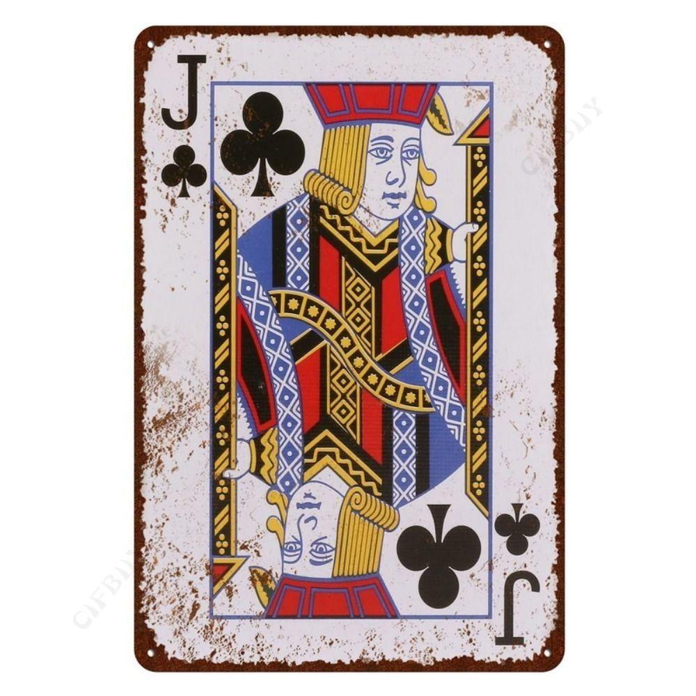 Spelkortsposter på väggen, metallplatta 20x30cm