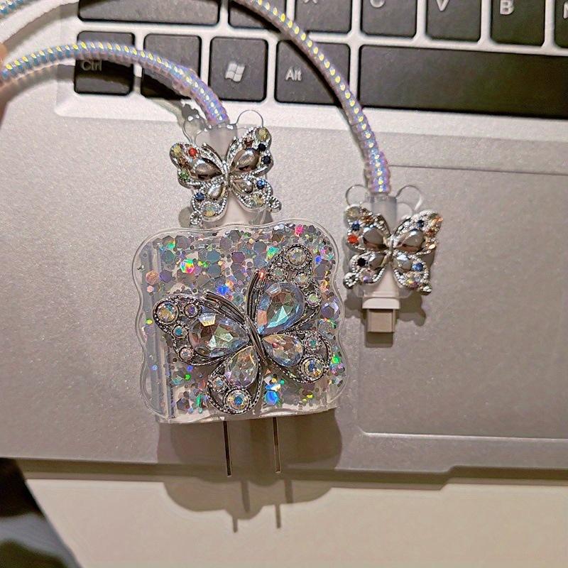 4pcs/set Butterfly Charging Cable Protective Case for Apple 20w/18w Charger Protective Case, Charging Head Anti-break Cable Tangle Protective Case