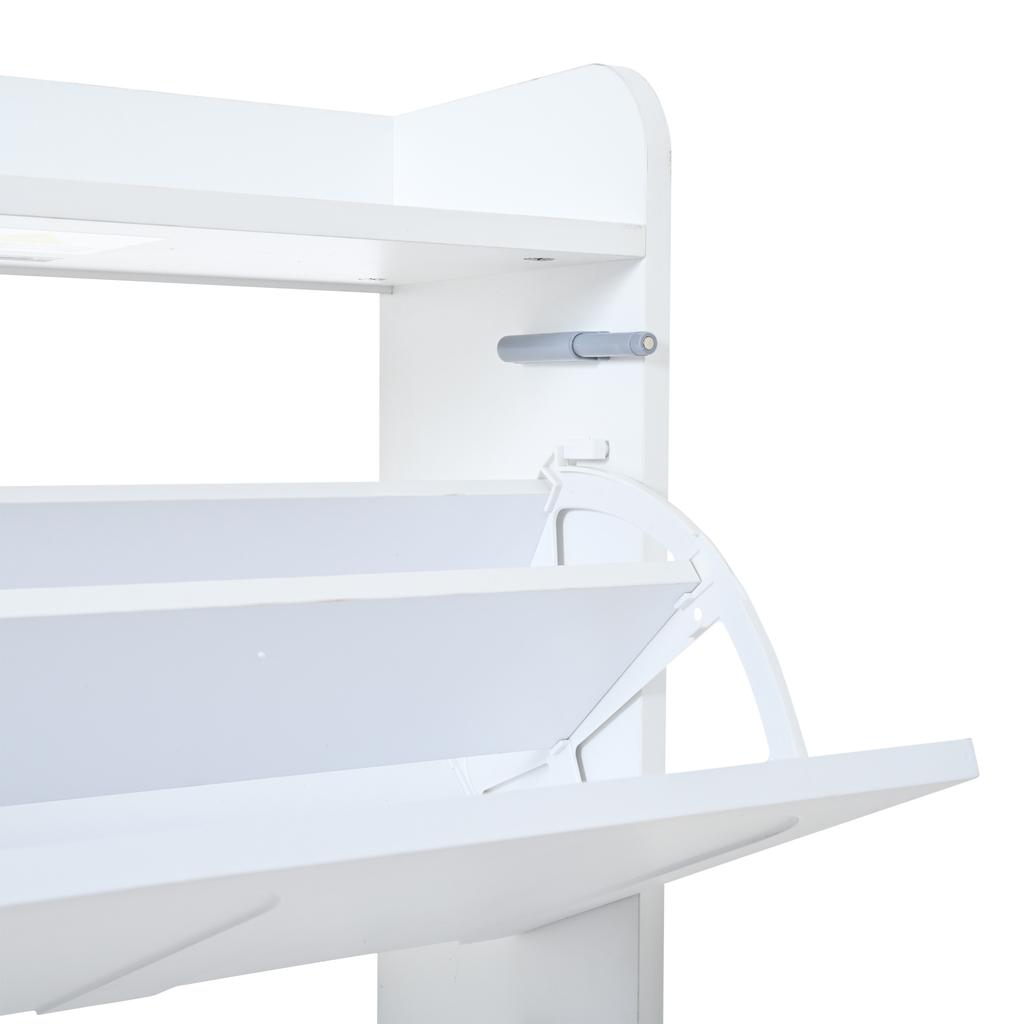2-Piece Set Shoe Cabinet Shoe Rack, with 12 Compartments, Can Be Placed In Hallways, Doors, Living Rooms and Offices, MDF, White