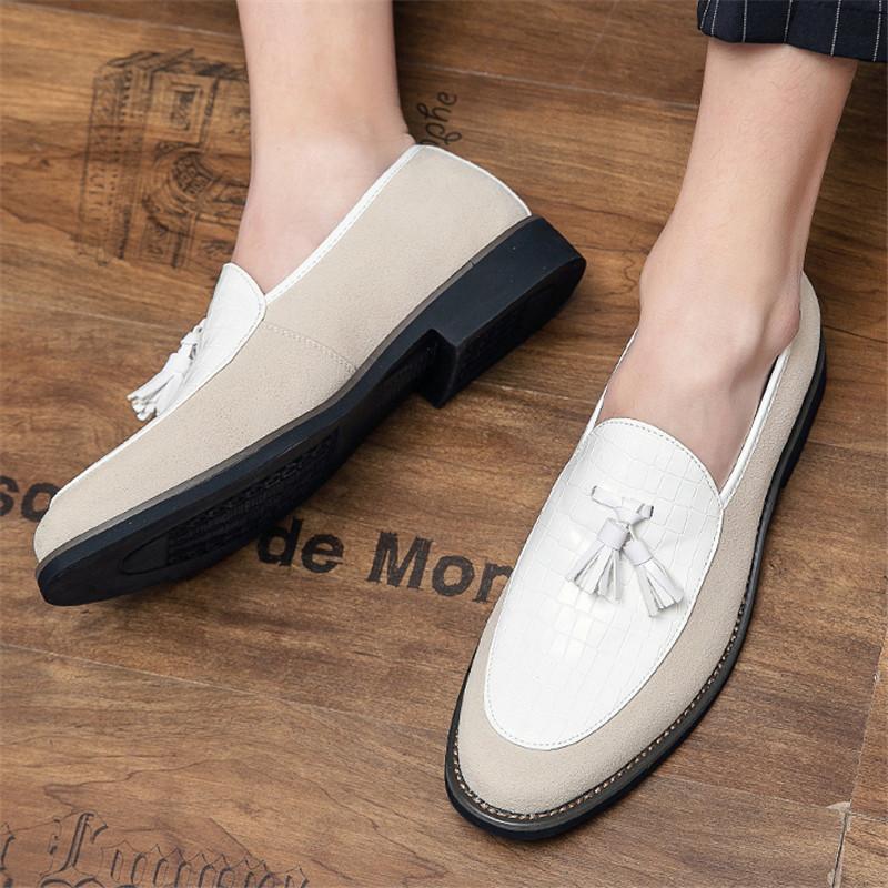 Nové Pánské Špičaté Černé Hnědé Střapce Nazouvací Boty Baleríny Společenské Patchworkové Mokasíny Obuv na Párty Návrat Domů Zapatos Hombre