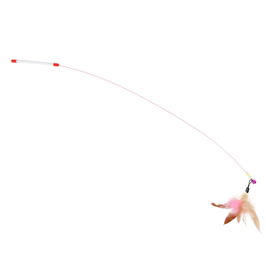 Pet Feather Teaser Retractable Wand Interactive Feather Toys Fishing Rod for Cats Play Exercise