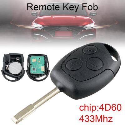 433Mhz 3 Buttons Car Remote Key with 4D60 Chip and FO21 Blade Fit for Ford Fusion Focus Mondeo Fiesta Galaxy
