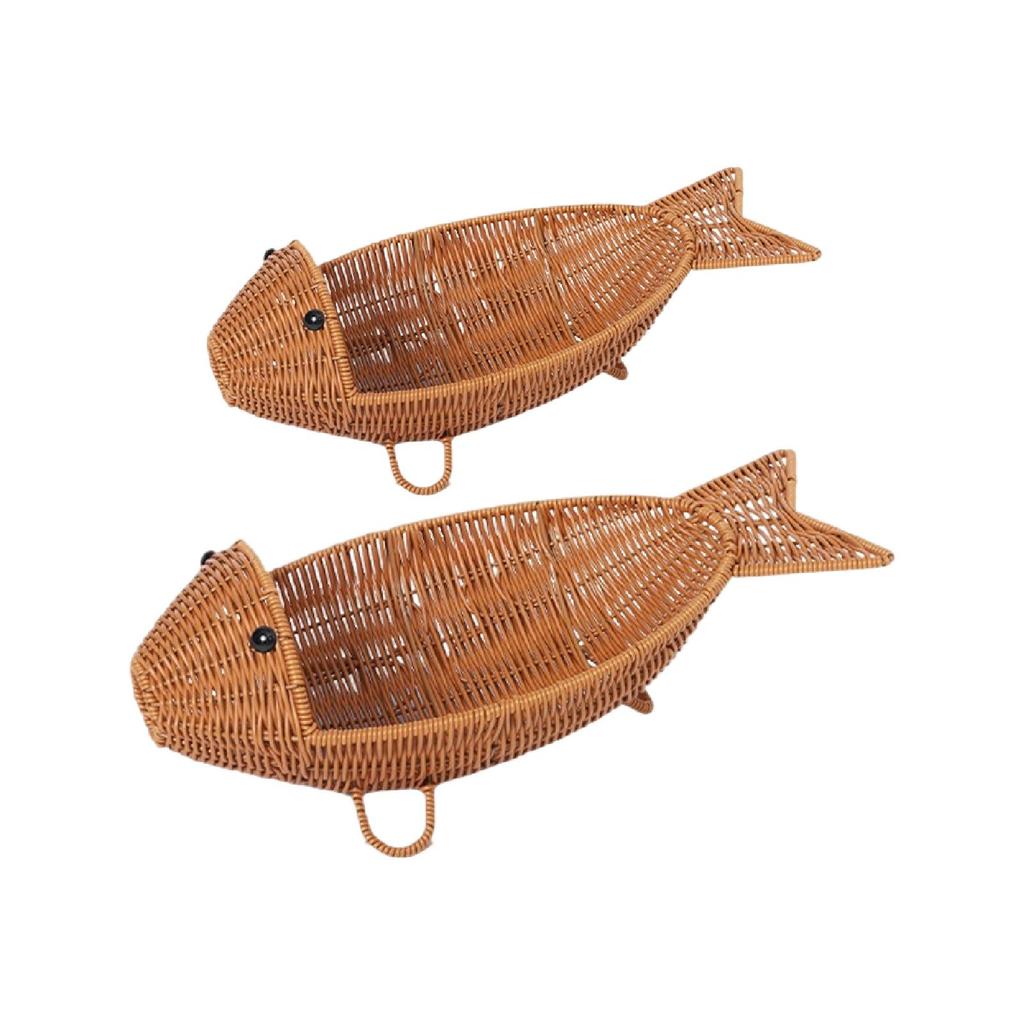 Imitation Rattan Fruit Basket, Creative Fish Shaped Large Capacity Storage Basket, Storage Organizer Serving Holder for Fruits