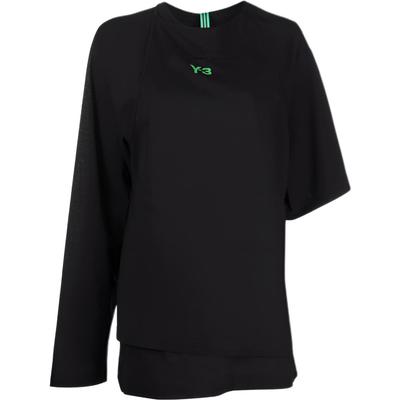 Tricou Asimetric cu Mânecă Jumătate Scurtă și Imprimeu Logo SS22 Femei Topuri Negru HD3588