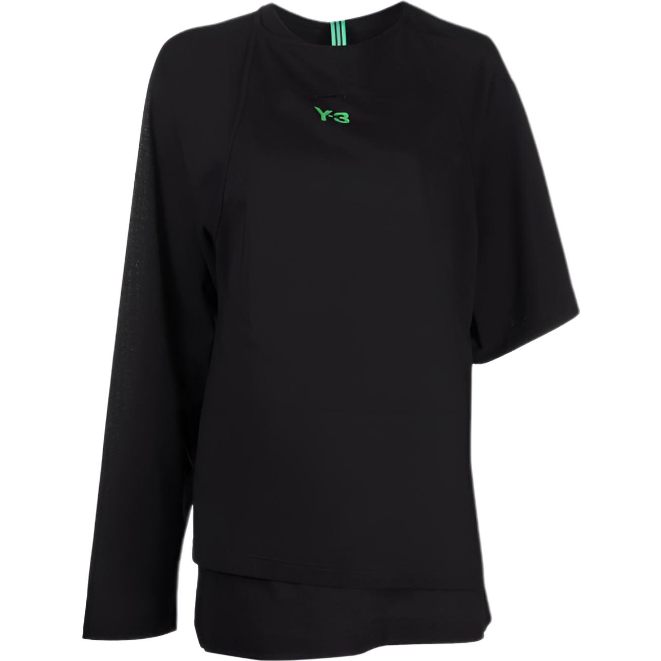 Y-3 SS22 Логотип Принт Асимметричная Половина Короткий Рукав Футболка Женские Топы Черный HD3588 S