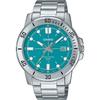 Standard Analog Quartz Watch MTP-VD01D-3E2V Metal Band Blue Green Men's