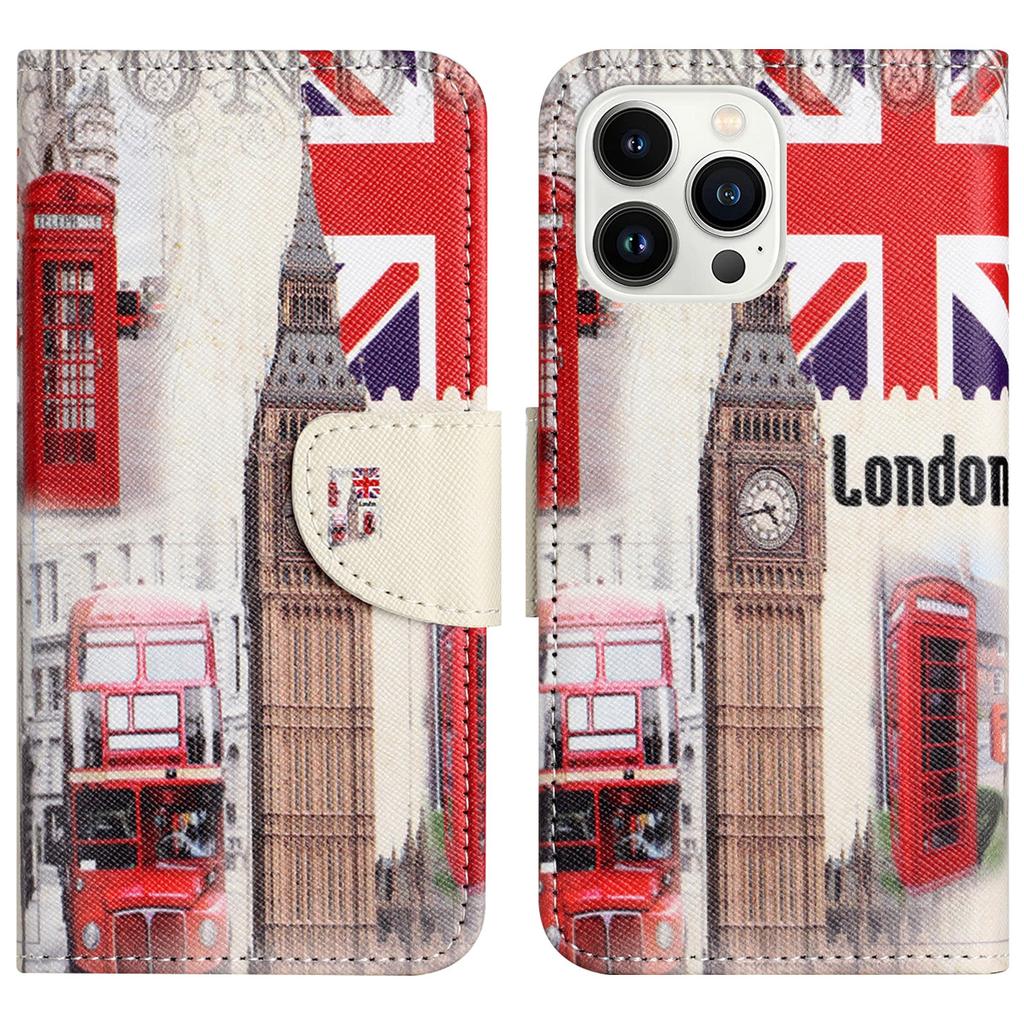 For iPhone 16 Pro Max Case Cross Texture Phone Leather Cover Pattern Printing