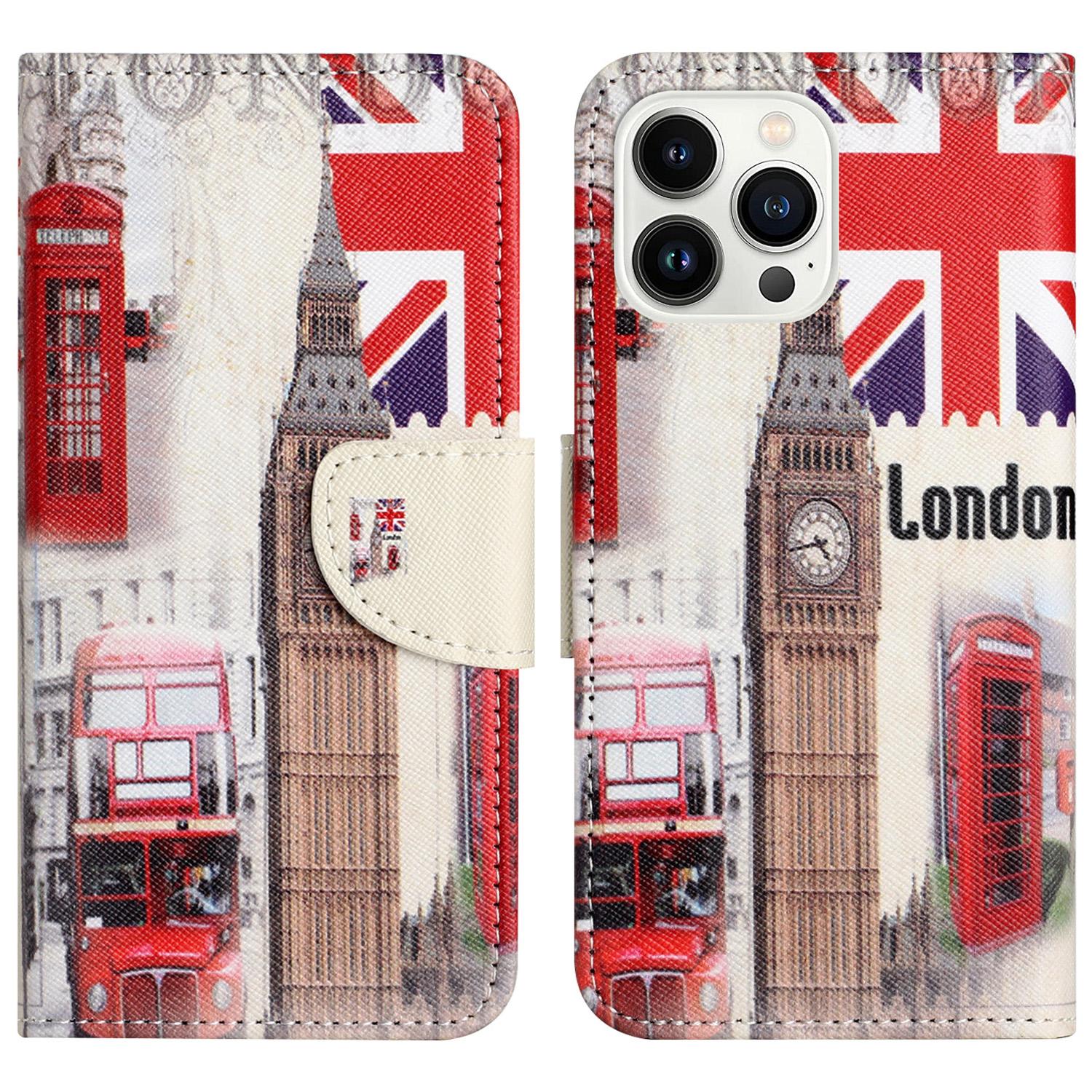 

For iPhone 16 Pro Max Case Cross Texture Phone Leather Cover Pattern Printing B