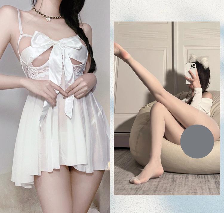 Pure desire erotic underwear female sexy perspective temptation open crotch free hot passion suit bow small chest pajamas