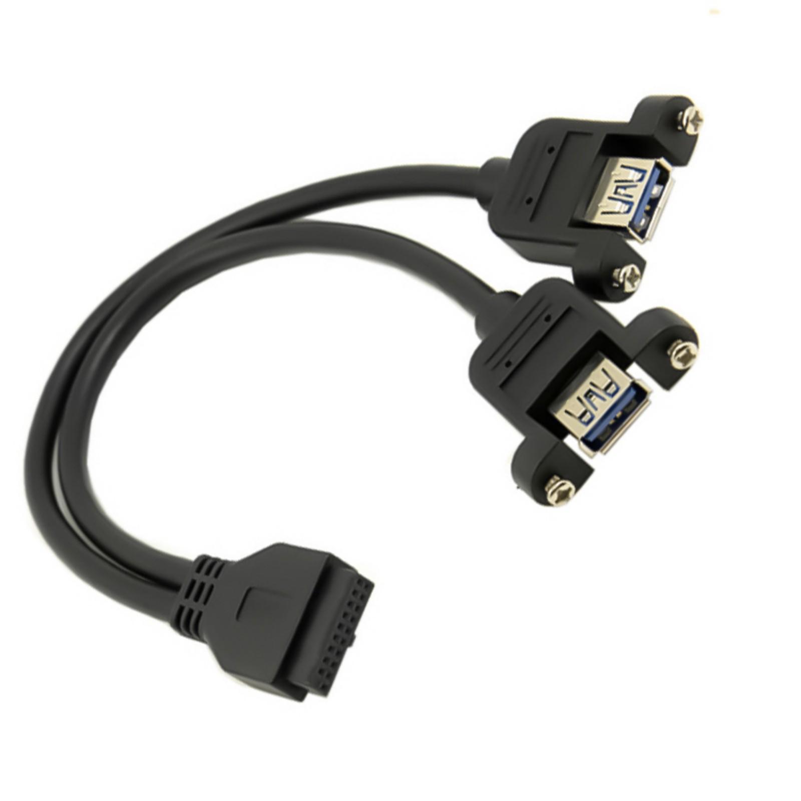 

Кабель USB3.0 с двумя портами A (мама), тип с креплением на винтах, для подключения к 20-контактному разъему на материнской плате для быстрой передачи данных до 5 Гбит/с
