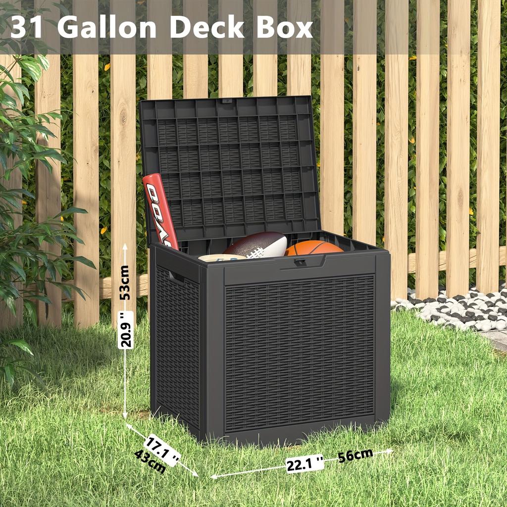 Große Deckaufbewahrungsbox - Wasserdicht, UV-beständig, Leicht, Ideal zur Aufbewahrung von Gartengeräten, Zubehör, Spielzeug