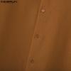 INCERUN Men Turn Down Collar Long Sleeve Loose Casual Texture Shirts Tops