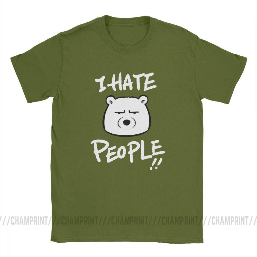 I Hate People Men T Shirts Bear I Eat People Solitary Autism Casual Cotton Short