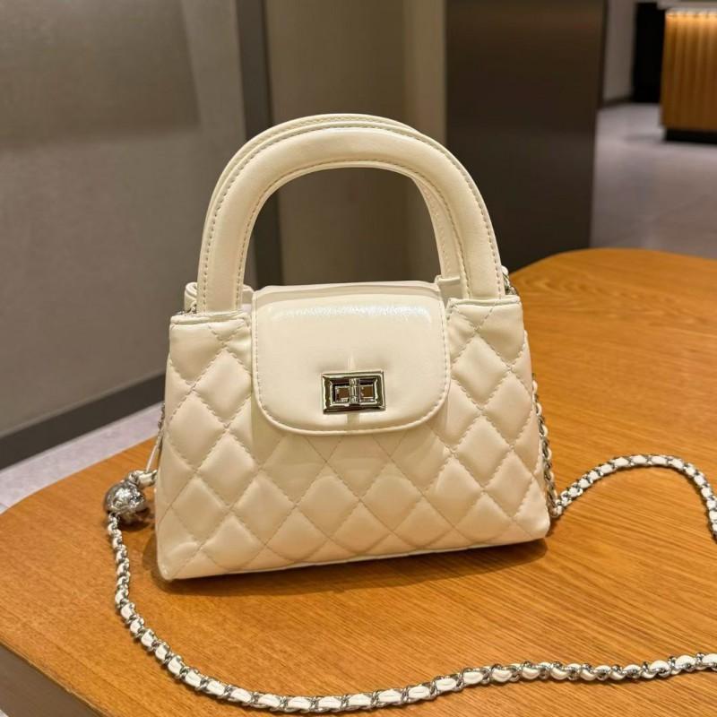 Borsa a tracolla da donna con tracolla a catenella, design trapuntato, pelle PU, portatile, a spalla, per uso quotidiano