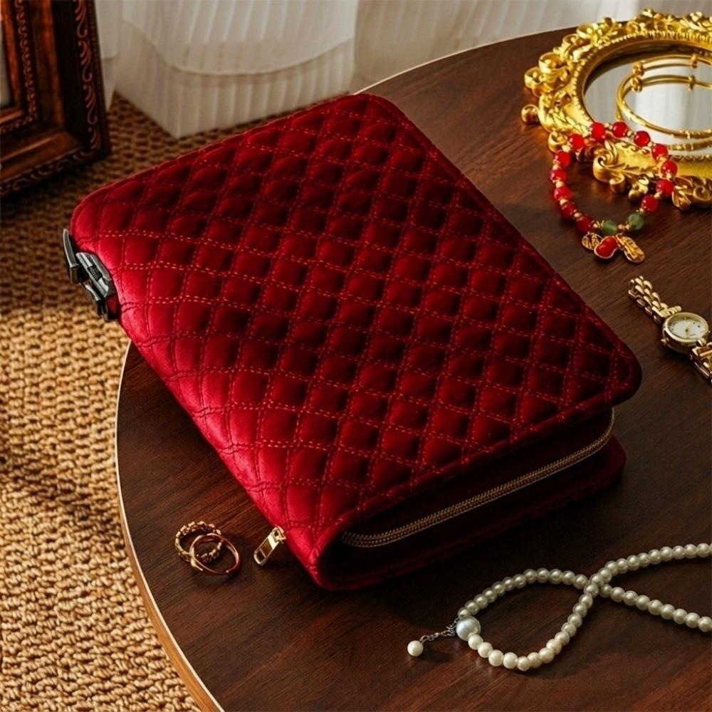 Zipper Clear Pocket Jewelry Storage Book Velvet Jewelry Storage Bag for Home