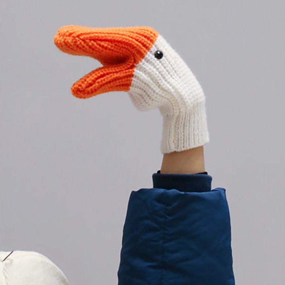 Lange Schwanshandschuhe Lustige Gestrickte Gänsehandschuhe Warm   Outdoor