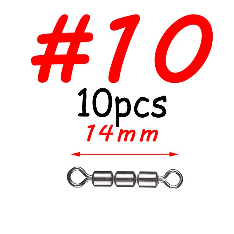 10 teile/beutel Höhen Roll Wirbel 3 Abschnitte Rollen Wirbel Angelgerät Zubehör Kupfer Rigging Wirbel #6 #7 #8 #10