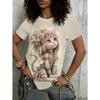 Women's Summer Fashion Short Sleeved Top Sweetwear Cute Cat Pattern Print Daily Date Attire T-Shirts Women Tees Clothing Female