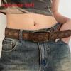 Vintage American Style Womens Pu Leather Belt With Metal Buckle For Casual Denim Wear