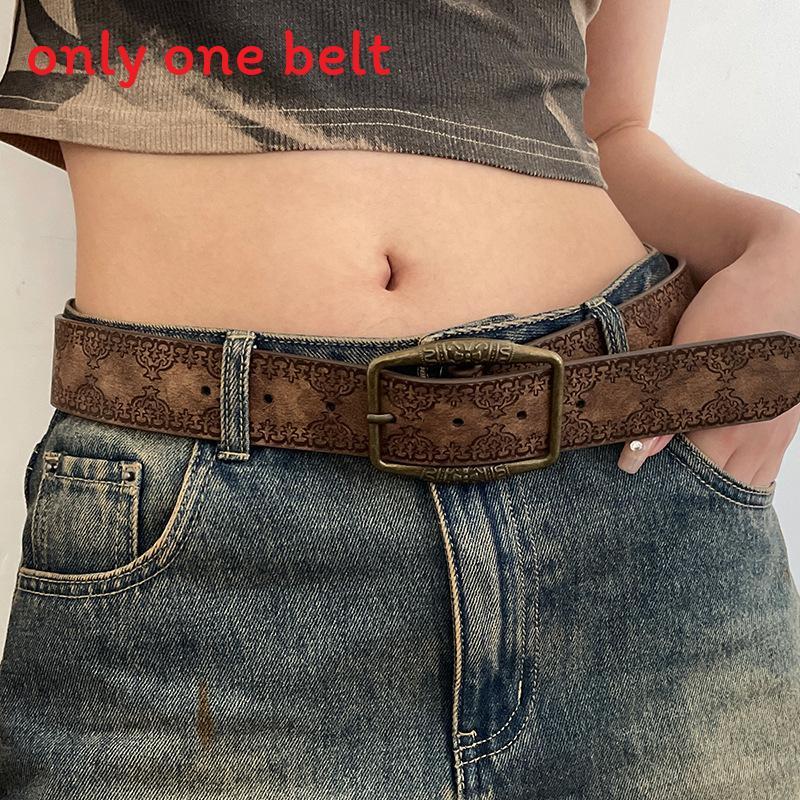 Vintage American Style Womens Pu Leather Belt With Metal Buckle For Casual Denim Wear