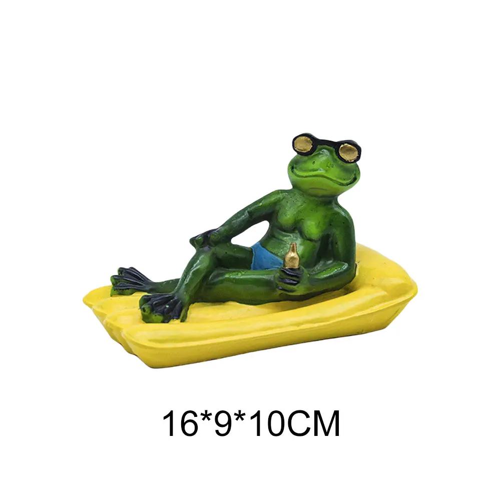 Resin Hanging Frog Figurine Planter Pot Decorations Funny Drinking Frog Statue Flower Pot Edge Animal Ornament Garden Decors