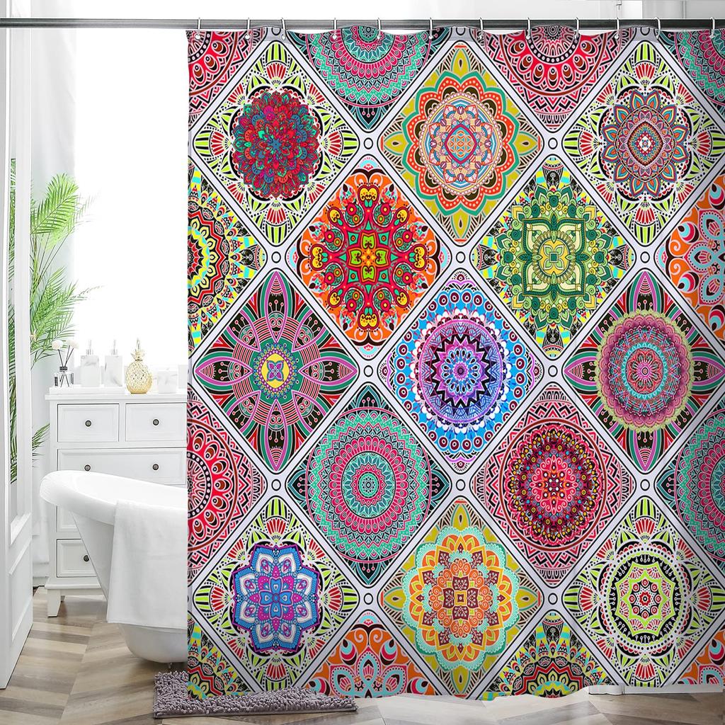 Bohemian Bathroom Curtain Colorful Creative Boho Floral Sunflowers Beautiful Bright Polyester Fabric Shower Curtain for Bathroom