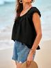 Womens Summer Tie Front Babydoll Top Cap Sleeve Pleated Flowy Blouse